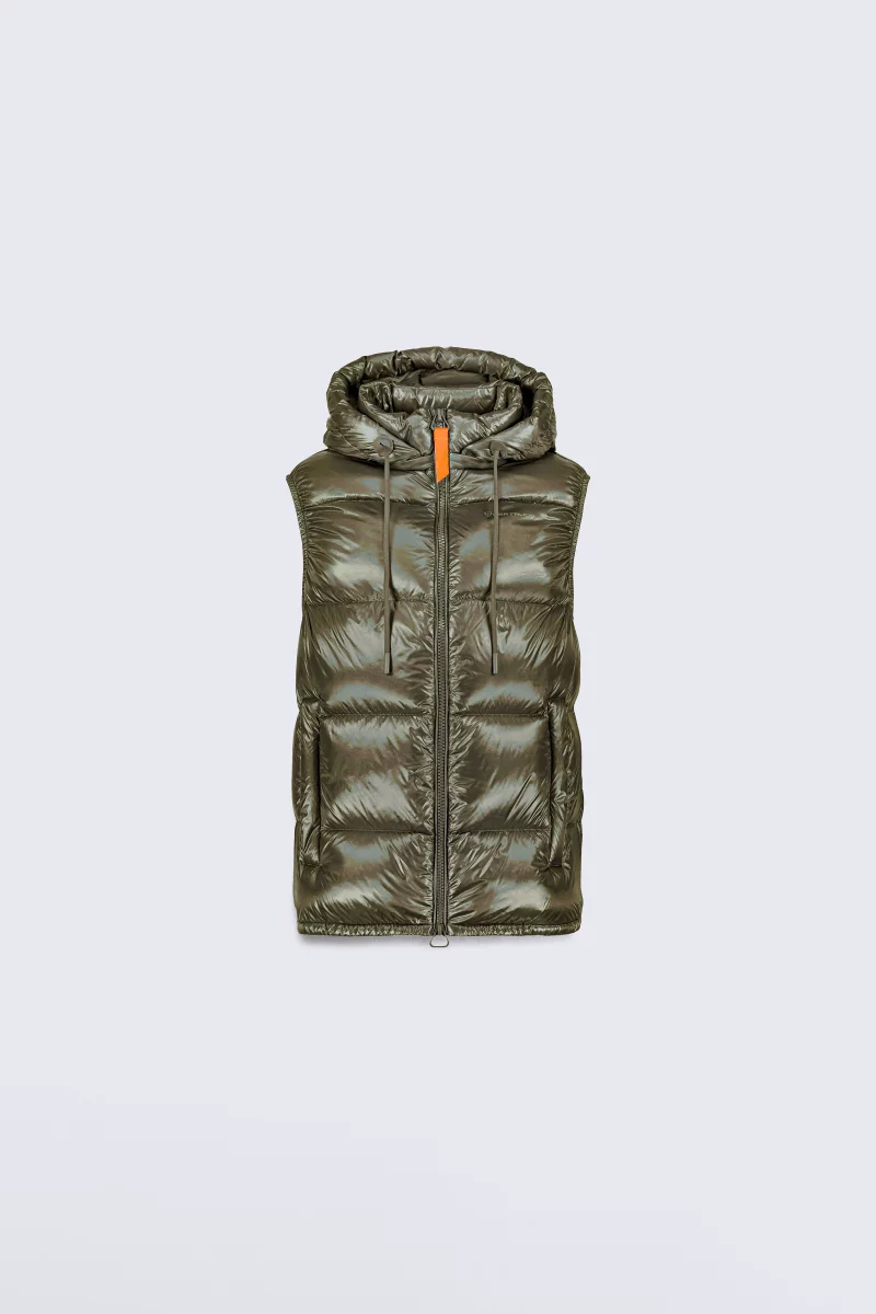 Doudoune sans manches à capuche Little Cesar enfant khaki - - Gertrude